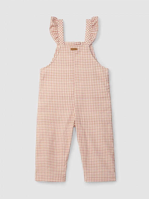 Dungarees vichy check and ruffled detail Dungarees vichy check and ruffled detail