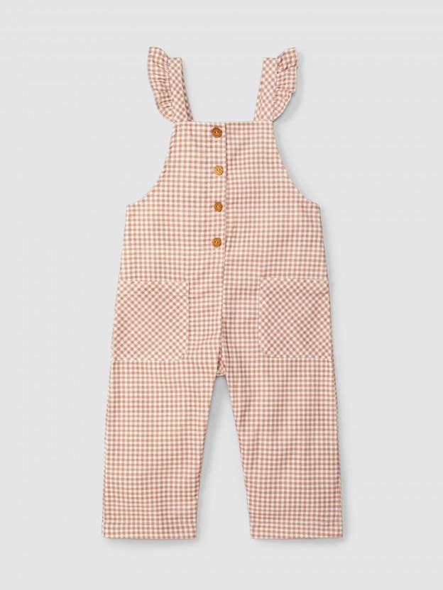 Dungarees vichy check and ruffled detail Dungarees vichy check and ruffled detail