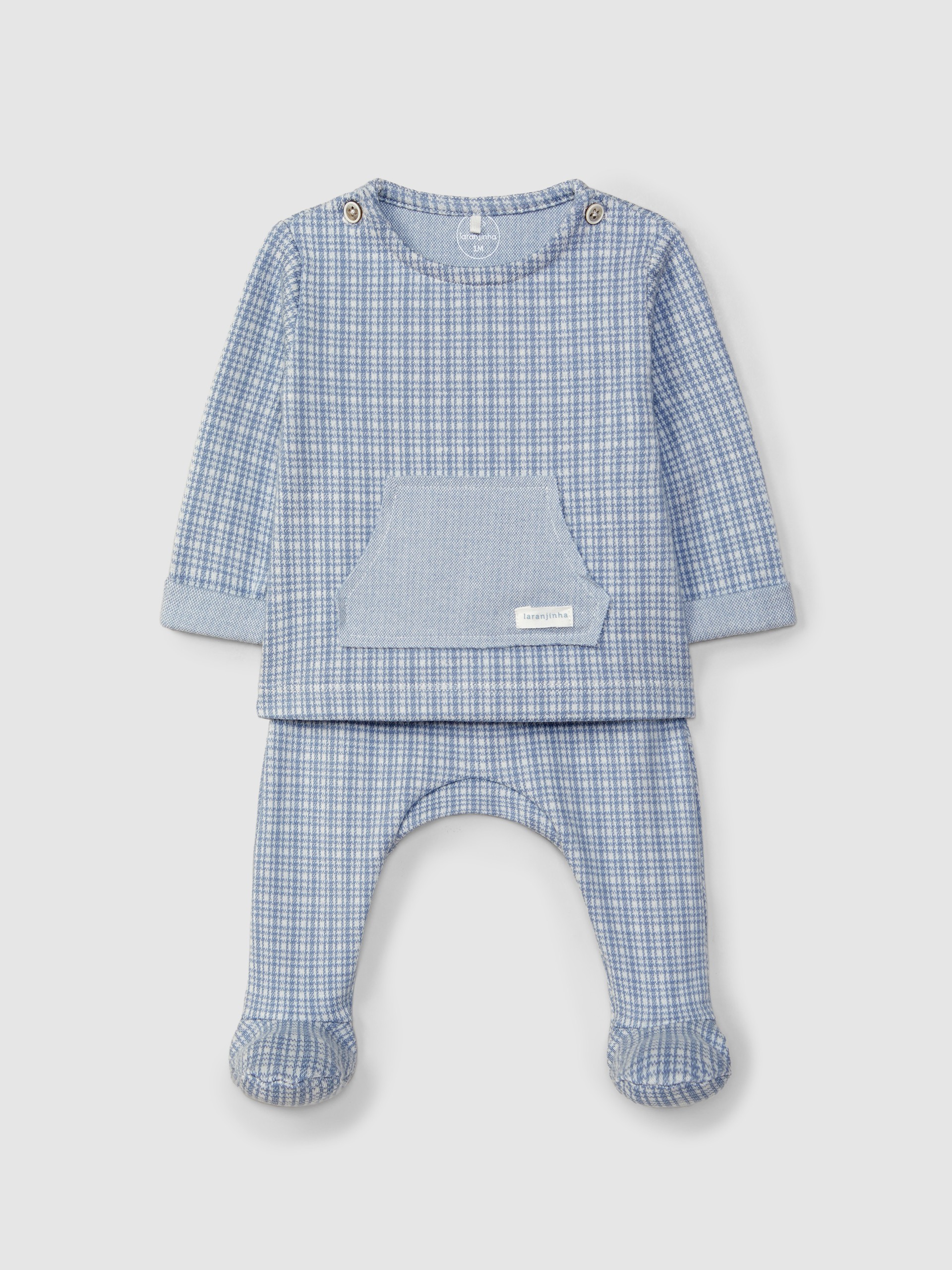 Fato de duas peças em malha jacquard com quadricula