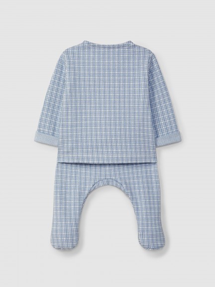 Two-piece jacquard jersey romper with tattersall Two-piece jacquard jersey romper with tattersall