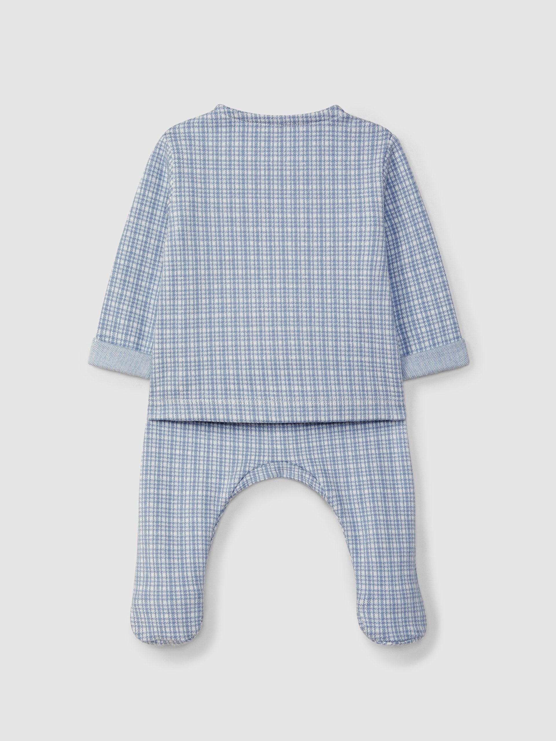 Fato de duas peças em malha jacquard com quadricula