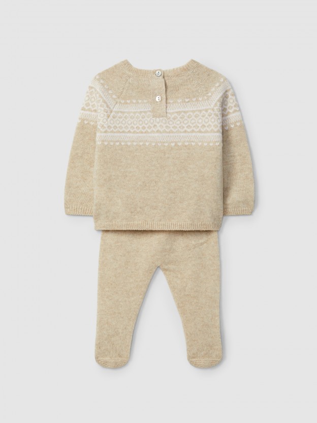 Fato de duas peças tricotado com jacquard Fato de duas peças tricotado com jacquard