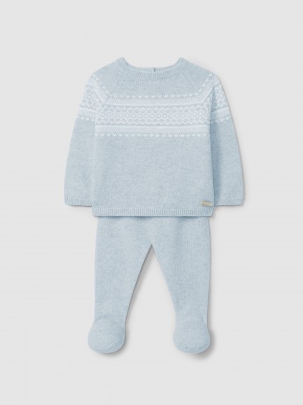 Traje tricotado de dos piezas con jacquard Traje tricotado de dos piezas con jacquard