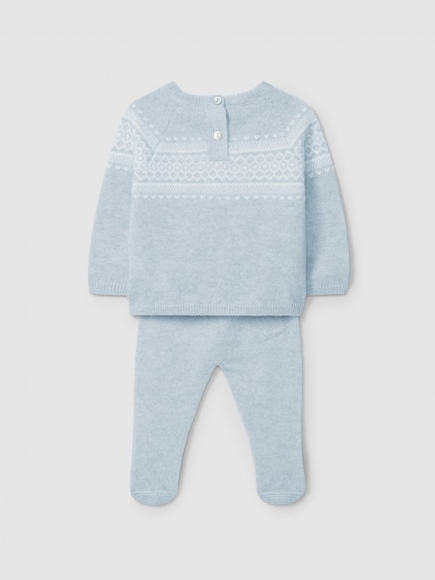 Fato de duas peças tricotado com jacquard Fato de duas peças tricotado com jacquard
