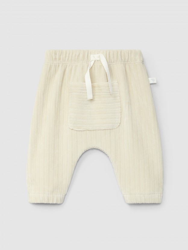 Pantalón pull-up terciopelo acanalado con bolsillo Pantalón pull-up terciopelo acanalado con bolsillo