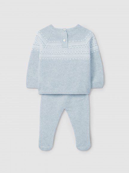Traje tricotado de dos piezas con jacquard Traje tricotado de dos piezas con jacquard