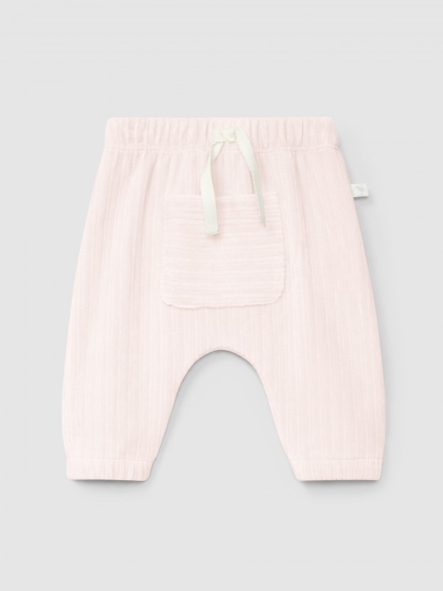 Pantalón pull-up terciopelo acanalado con bolsillo Pantalón pull-up terciopelo acanalado con bolsillo