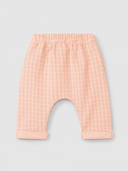 Pantalón pull-up de punto jacquard de cuadros Pantalón pull-up de punto jacquard de cuadros
