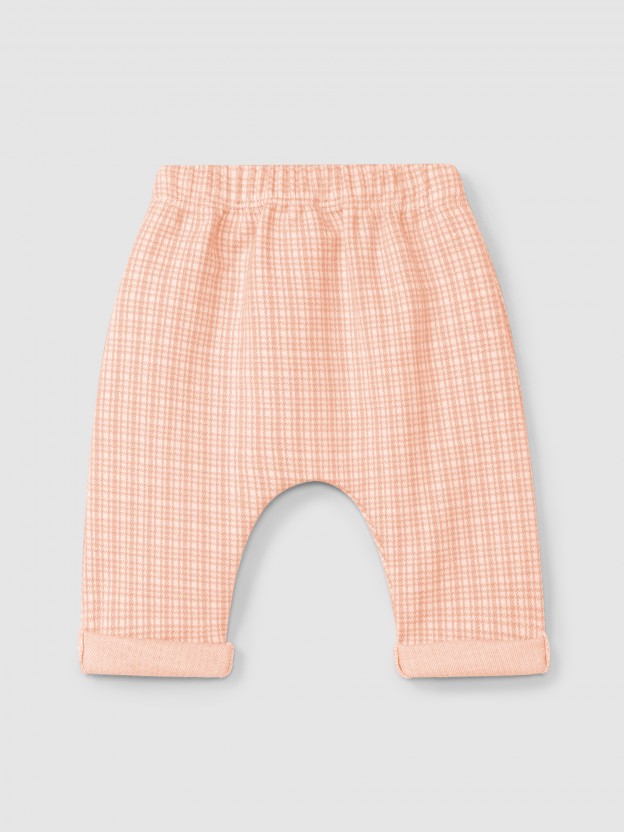 Pantal�n pull-up de punto jacquard de cuadros