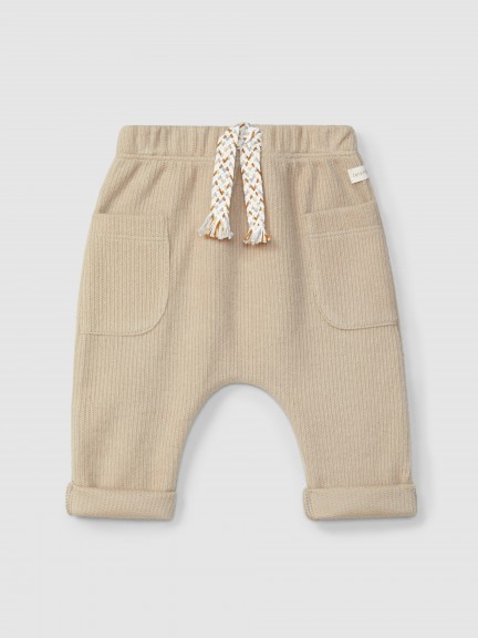 Pantal�n pull-up de algod�n org�nico con cord�n decorativo