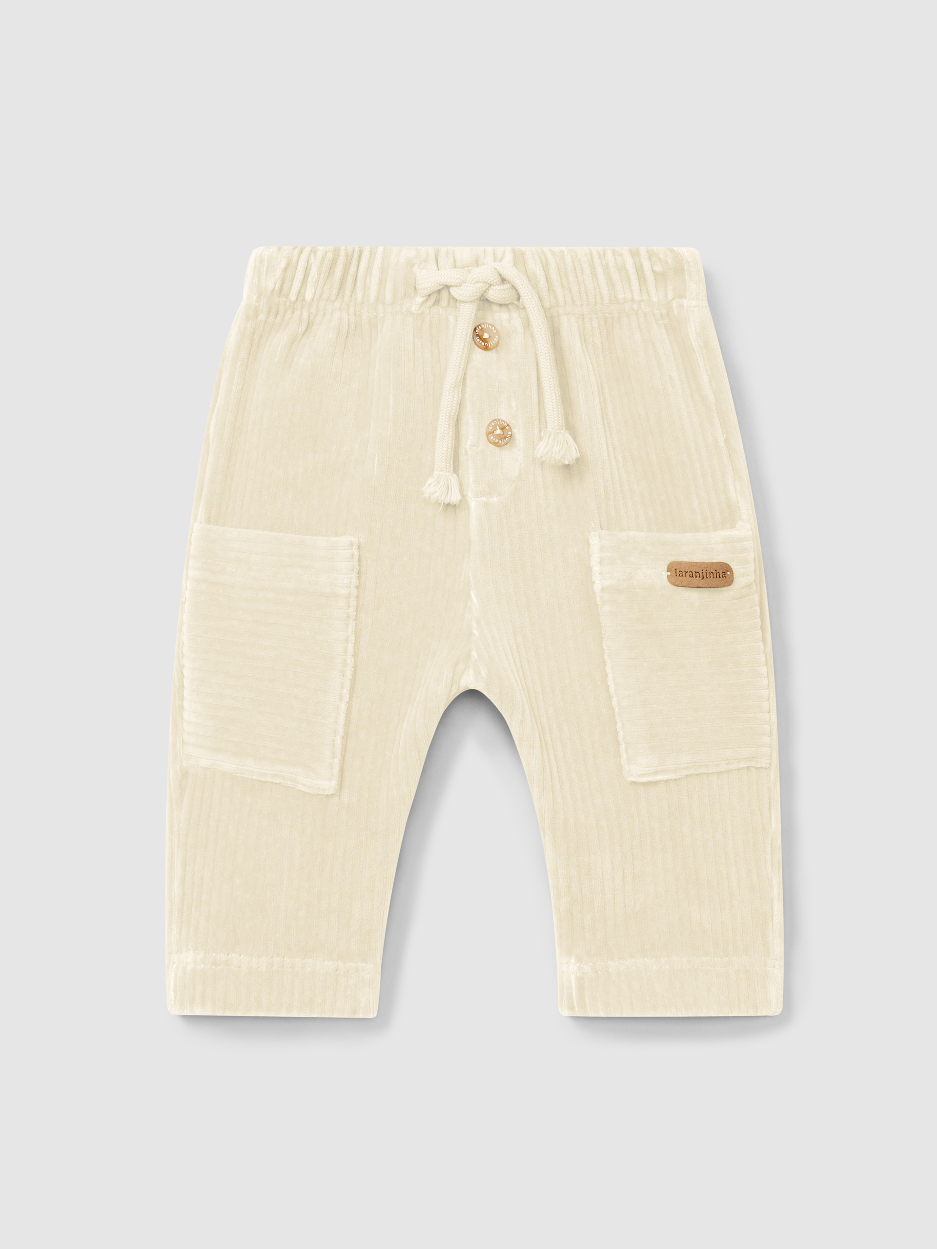 Pantalón pull-up en tela tipo pana con bolsillos