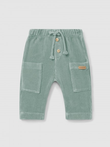 Pull-up pants in corduroy-type fabric with pockets Pull-up pants in corduroy-type fabric with pockets