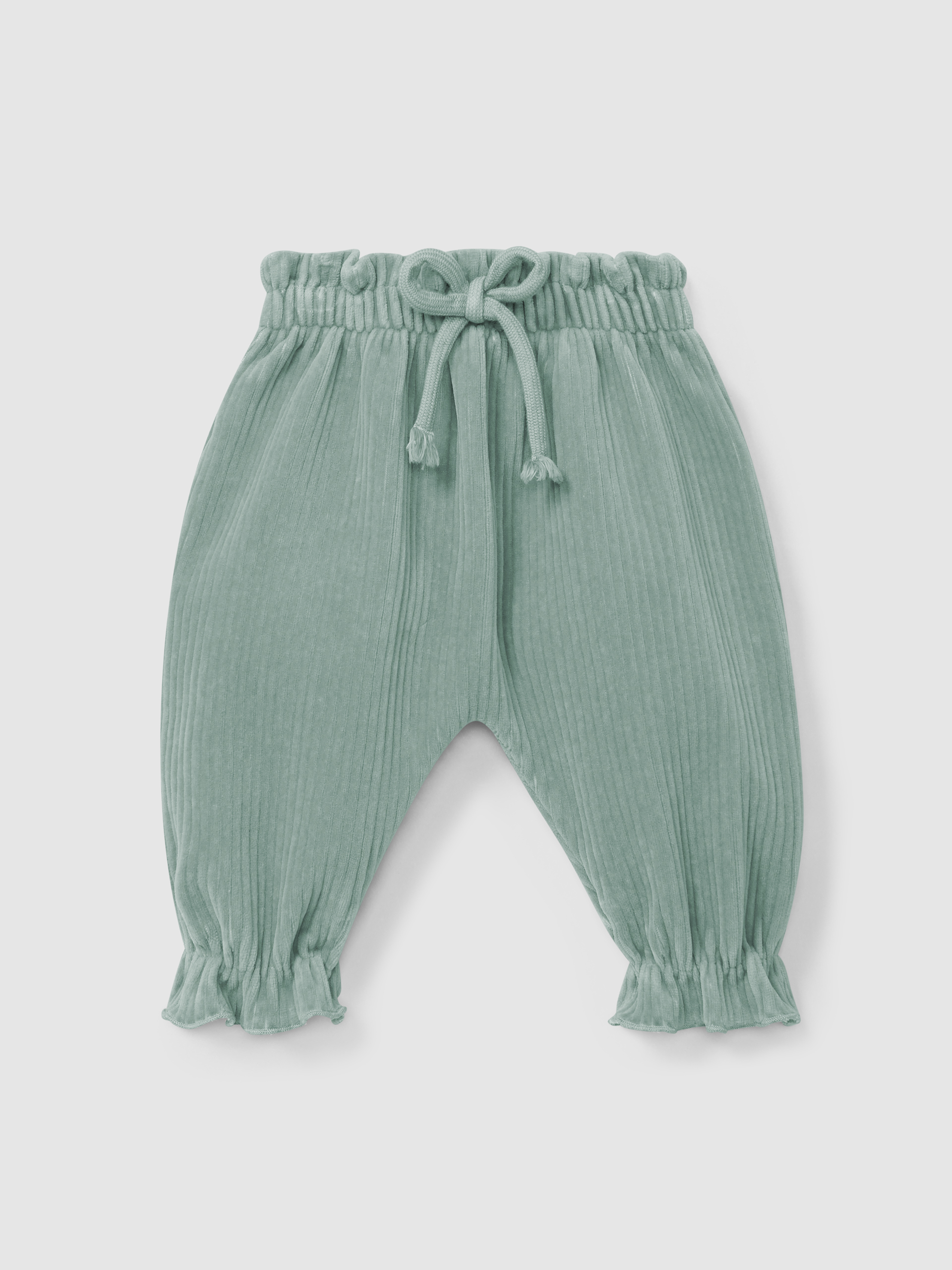Pantalón pull-up en tela tipo pana con cordón decorativo