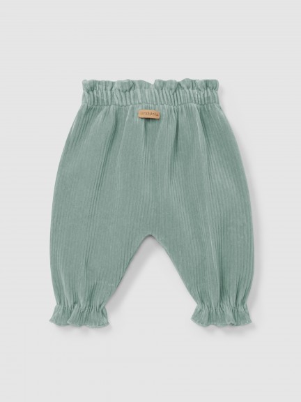 Pull-up pants in corduroy-type fabric with decorative drawstring Pull-up pants in corduroy-type fabric with decorative drawstring
