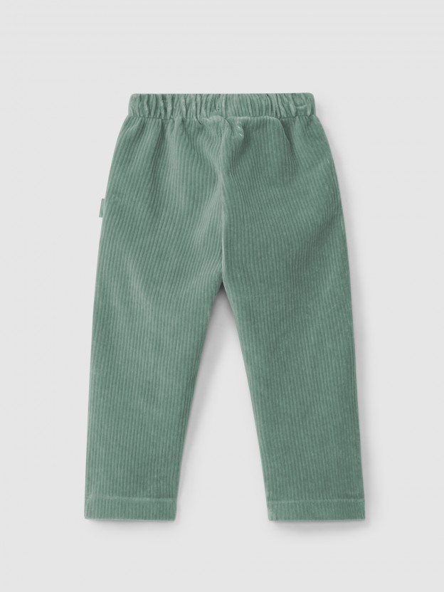 Pantalon en tissu de type velours côtelé à poches Pantalon en tissu de type velours côtelé à poches