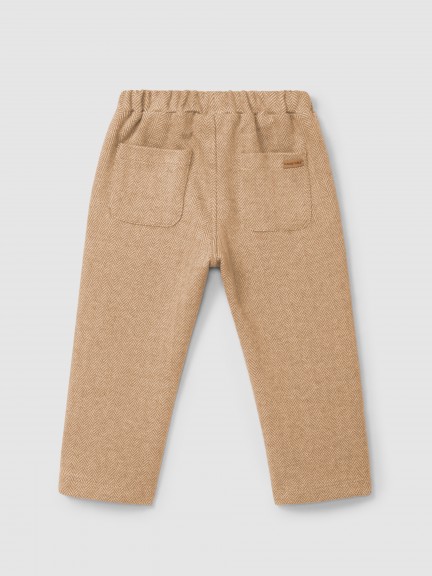 Herringbone knit pull-up pants Herringbone knit pull-up pants