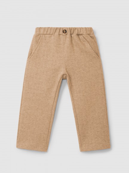 Herringbone knit pull-up pants Herringbone knit pull-up pants