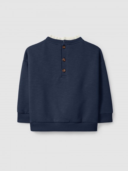 Sweatshirt fleur et détail de broderie anglaise Sweatshirt fleur et détail de broderie anglaise