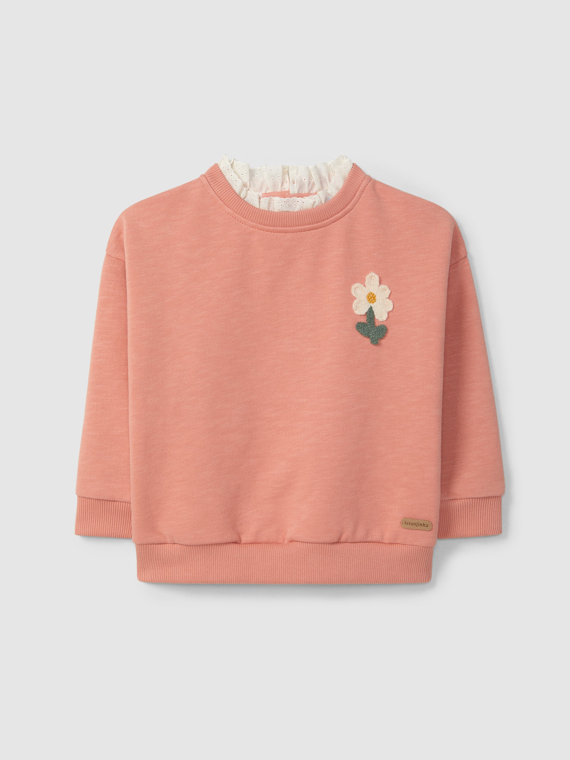 Sudadera flor y detalle de bordado inglés