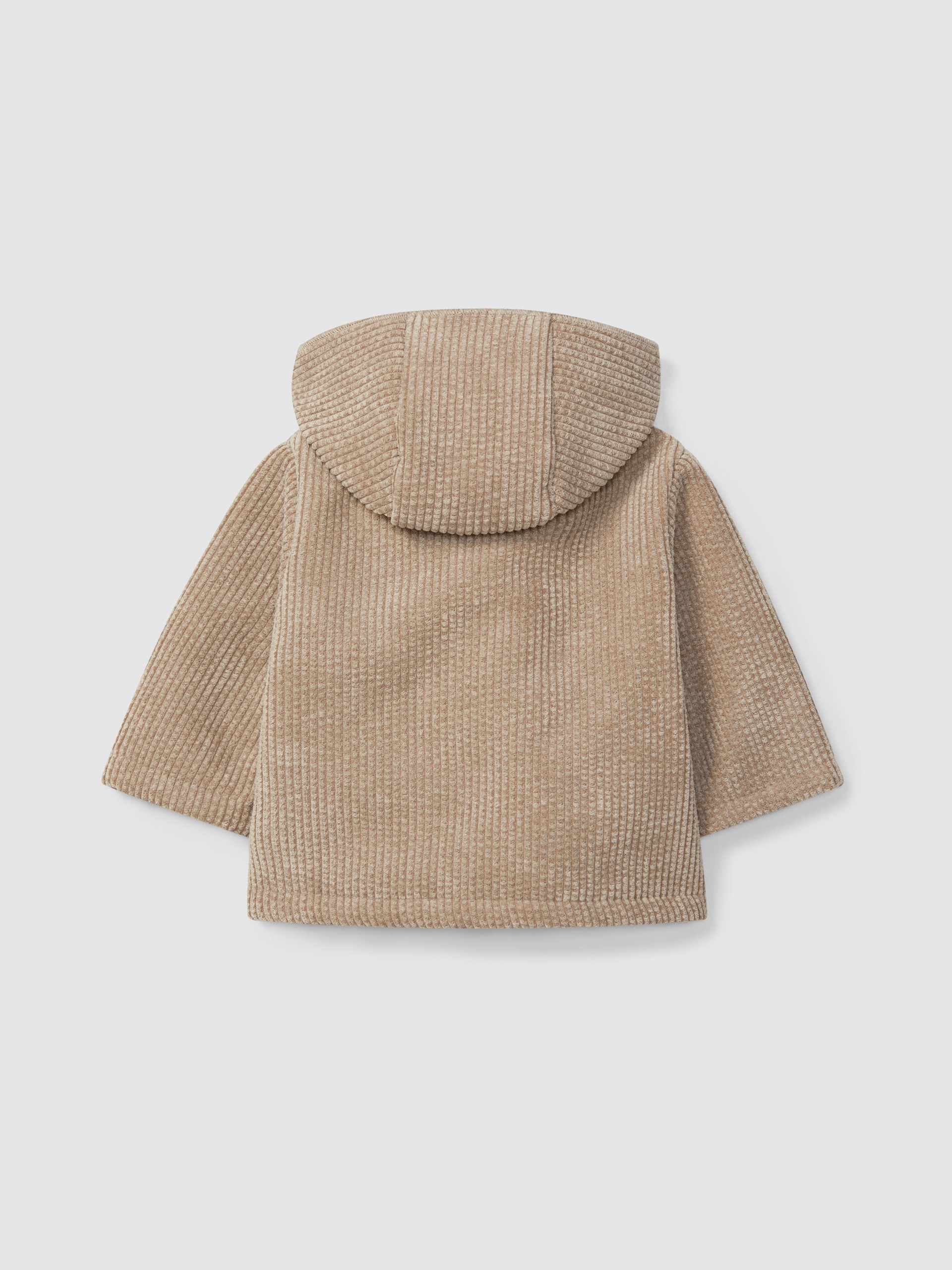 Hooded corduroy coat with fur