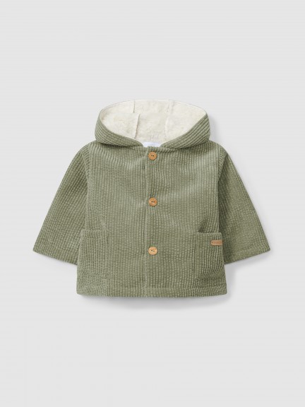 Hooded corduroy coat with fur Hooded corduroy coat with fur