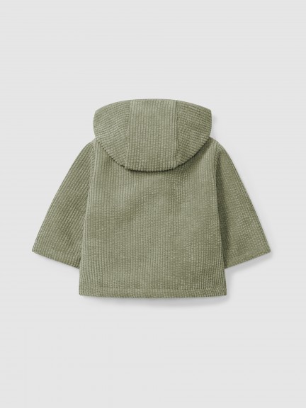 Hooded corduroy coat with fur Hooded corduroy coat with fur