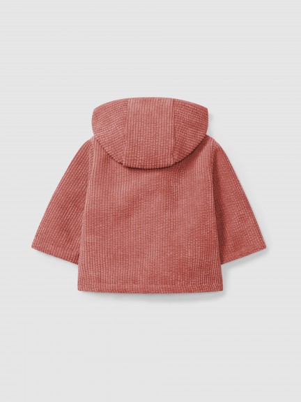 Hooded corduroy coat with fur Hooded corduroy coat with fur