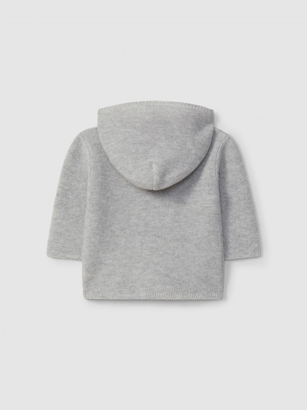 Knitted hooded cardigan with pockets