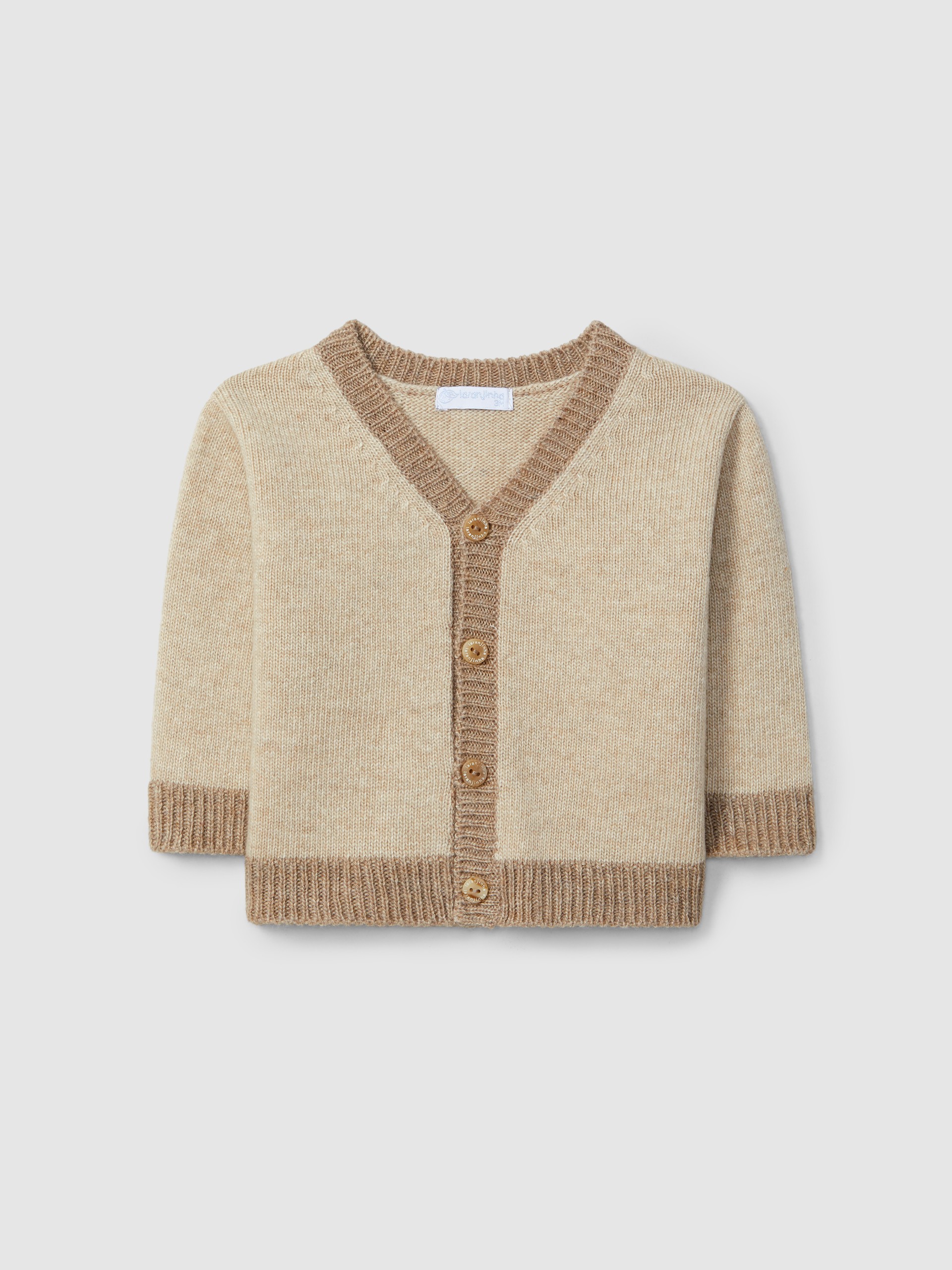 Knitted cardigan V-neck with contrast colour