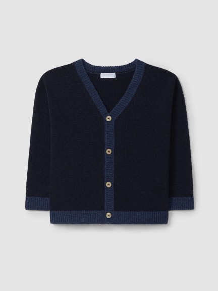 Knitted cardigan V-neck with contrast colour Knitted cardigan V-neck with contrast colour