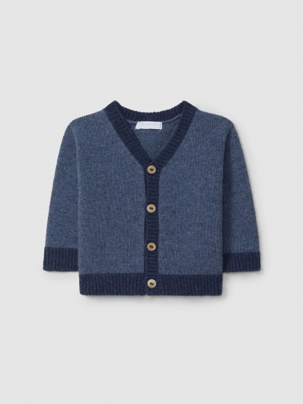 Knitted cardigan V-neck with contrast colour