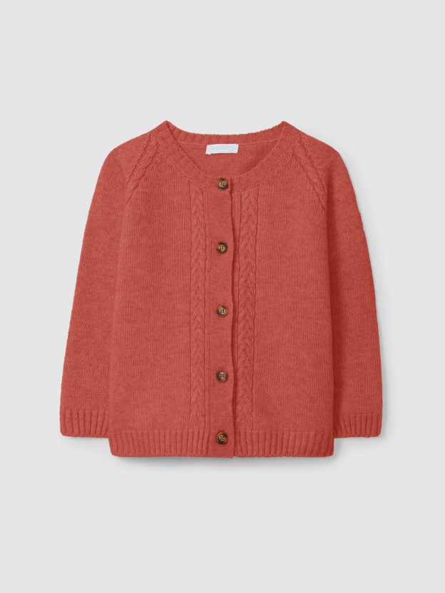 Knitted cardigan with braid detail Knitted cardigan with braid detail