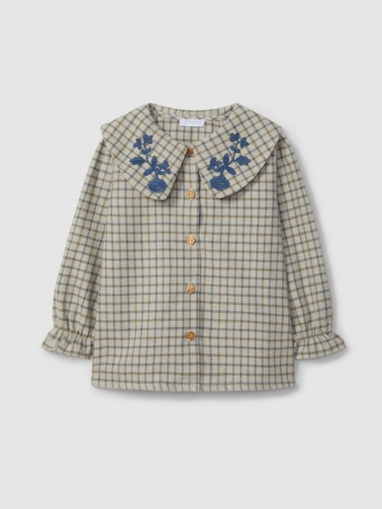 Blouse check wool yarn embroidery Blouse check wool yarn embroidery