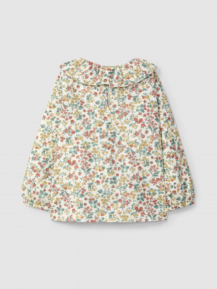 Blouse imprimé à fleurs et col à volant Blouse imprimé à fleurs et col à volant
