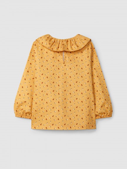 Blouse imprimé à fleurs et col à volant Blouse imprimé à fleurs et col à volant
