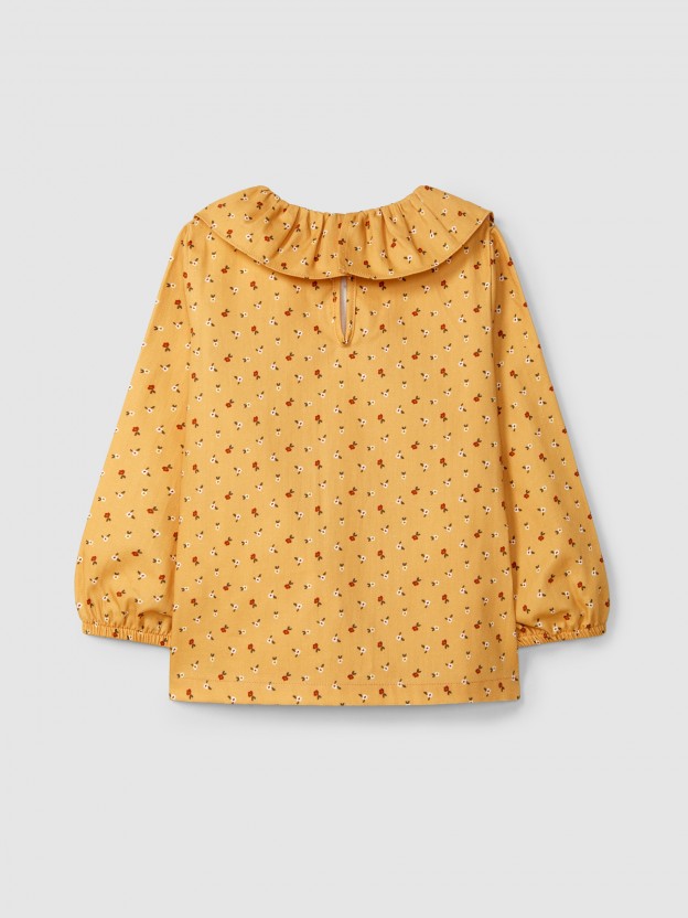 Blouse imprim� � fleurs et col � volant