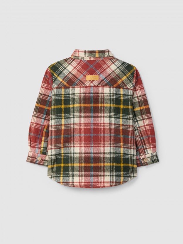 Camisa de cuadros en franela con bolsillo