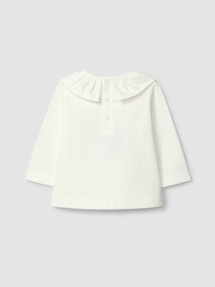 Longsleeve with ruffled collar and embroidery Longsleeve with ruffled collar and embroidery