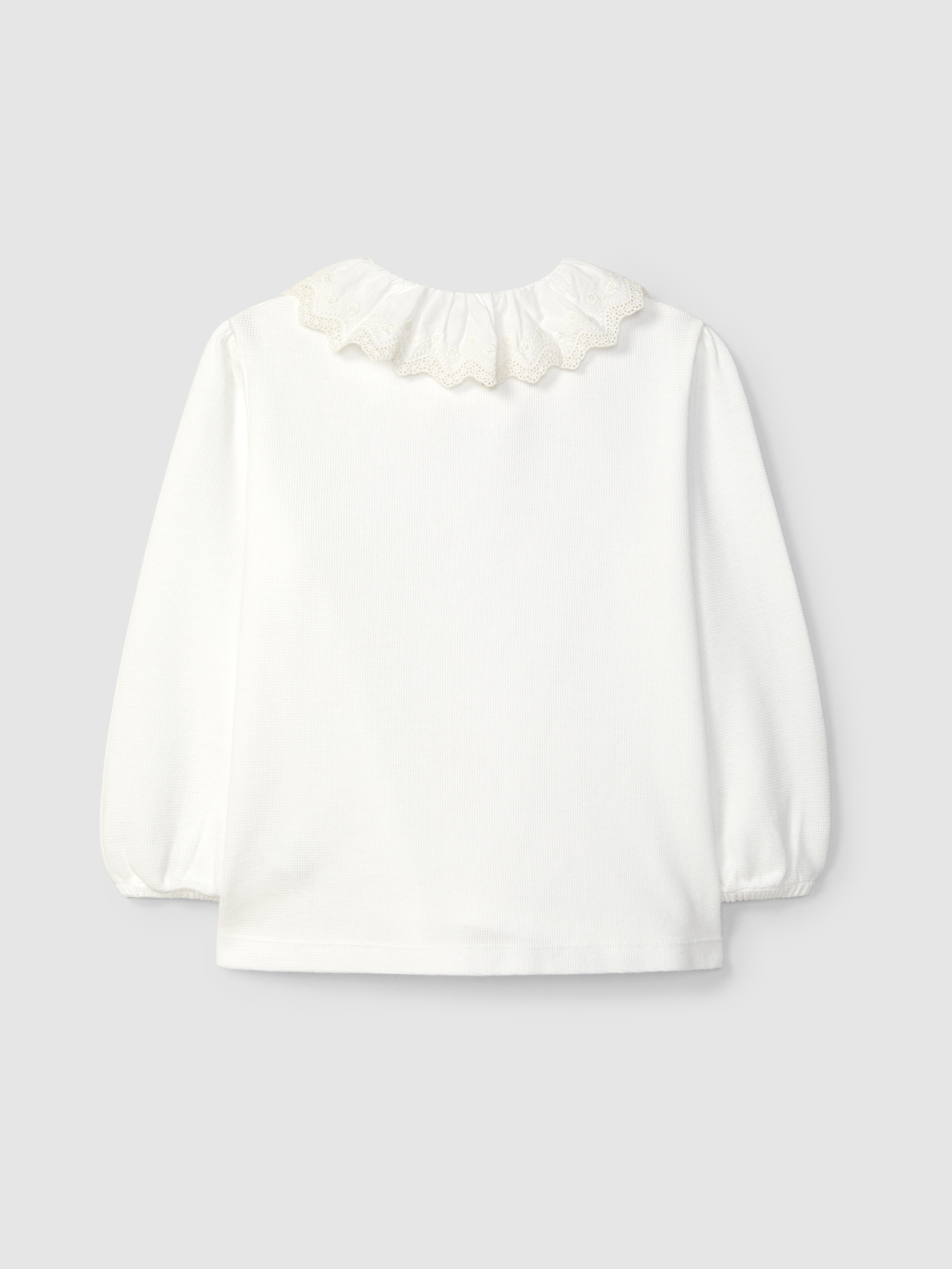 Longsleeve in waffle weave with English embroidery collar