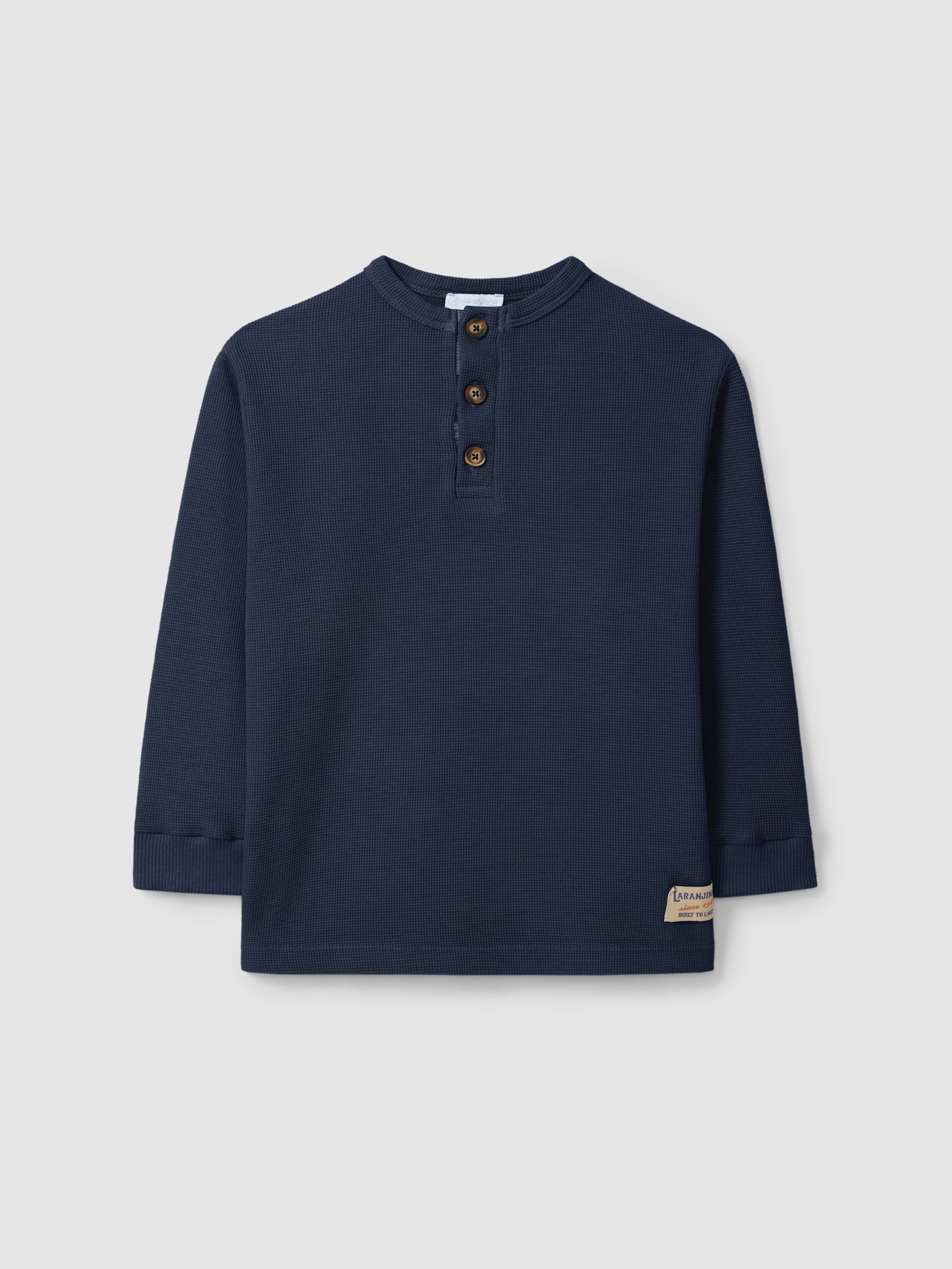 Longsleeve gola mao em malha waffle