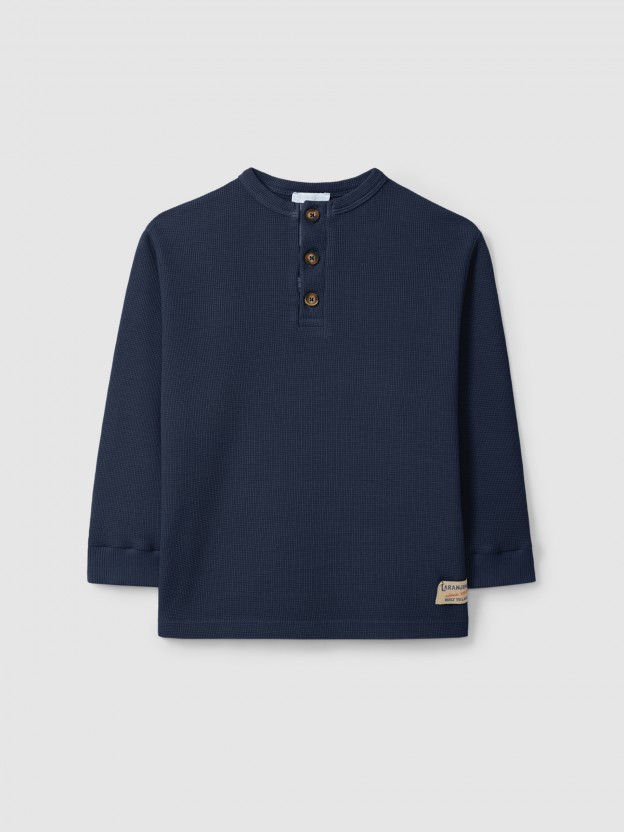 Longsleeve gola mao em malha waffle Longsleeve gola mao em malha waffle