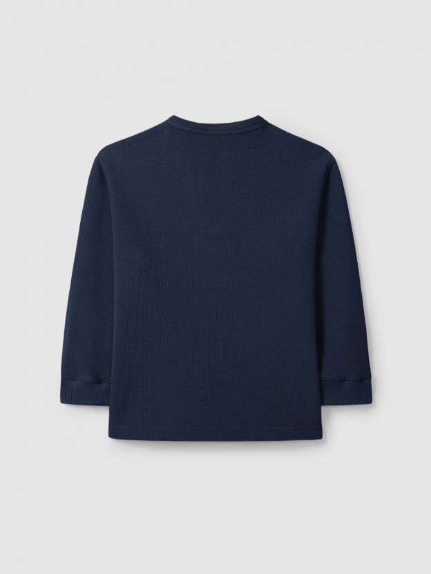 Longsleeve gola mao em malha waffle Longsleeve gola mao em malha waffle