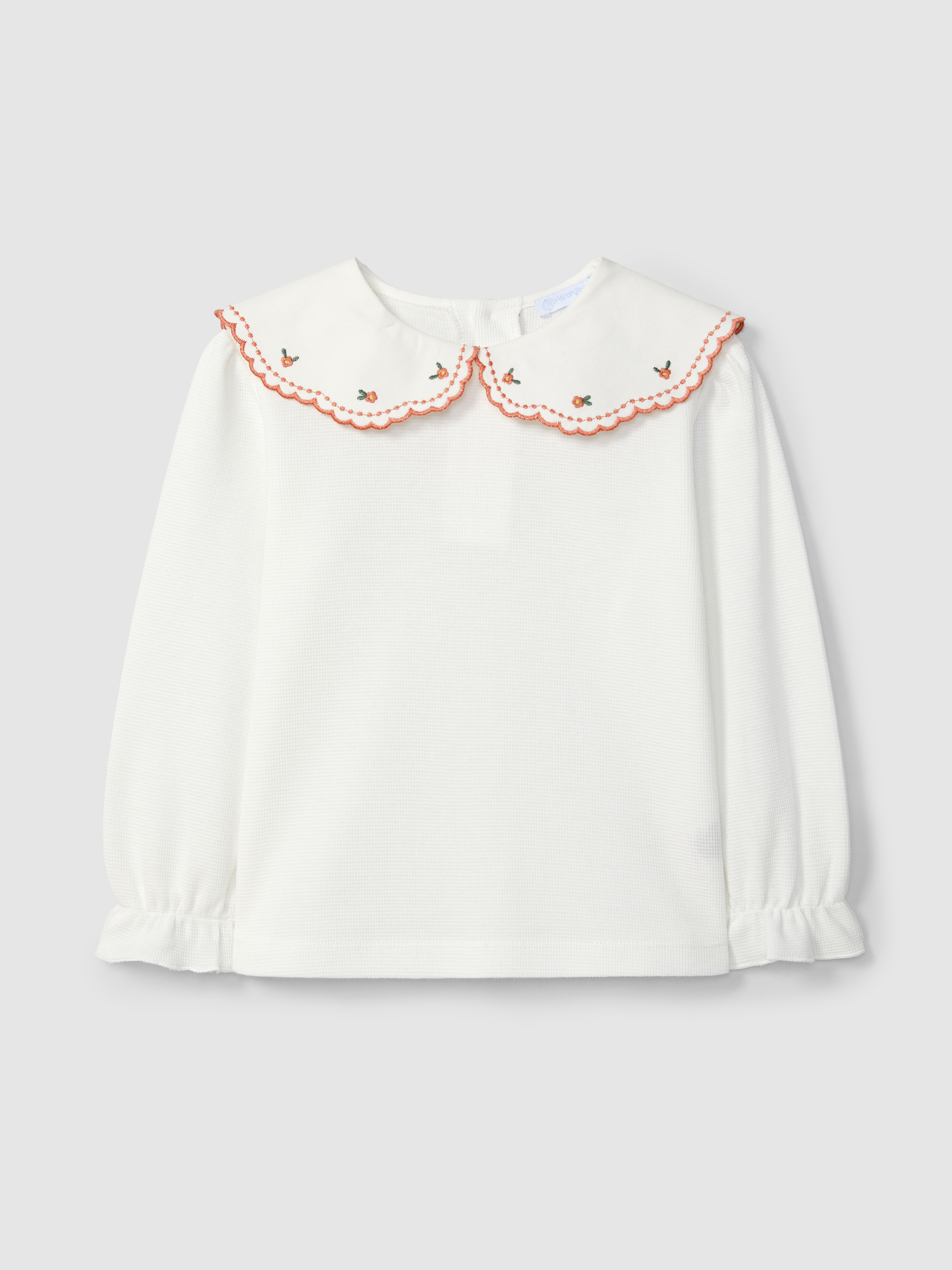 Longsleeve in waffle weave with embroidered collar