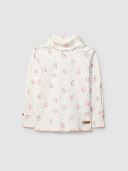Sweater turtleneck floral print