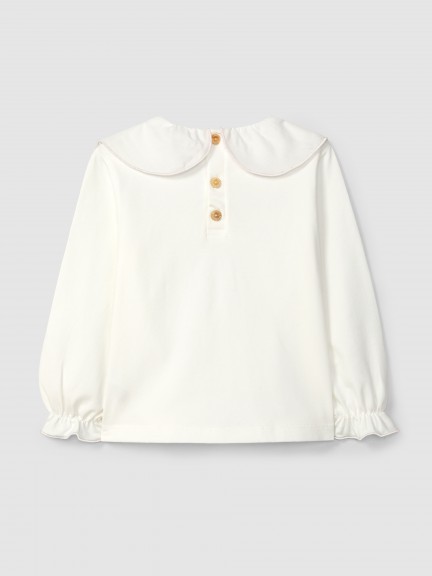 Cotton longsleeve with ruffled collar Cotton longsleeve with ruffled collar