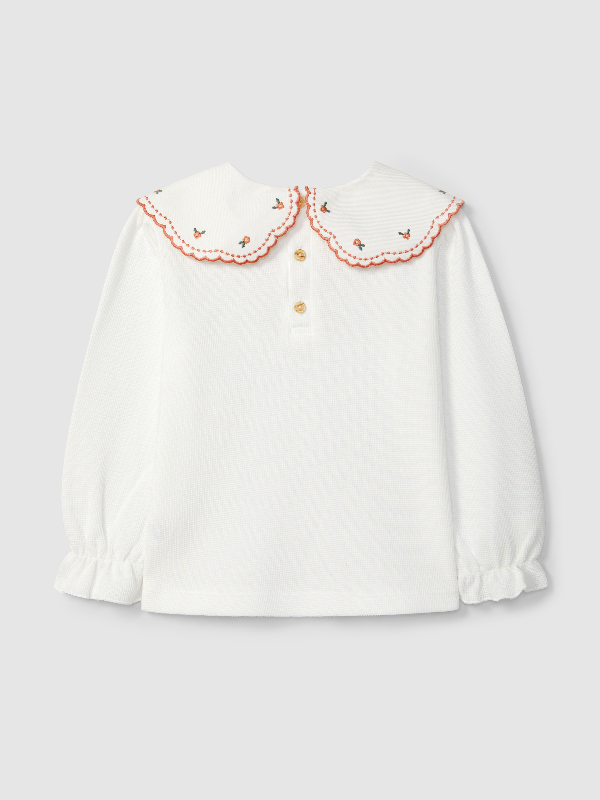 Longsleeve in waffle weave with embroidered collar