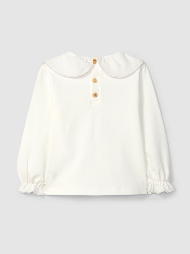 Cotton longsleeve with ruffled collar Cotton longsleeve with ruffled collar