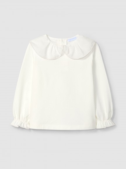 Cotton longsleeve with ruffled collar Cotton longsleeve with ruffled collar