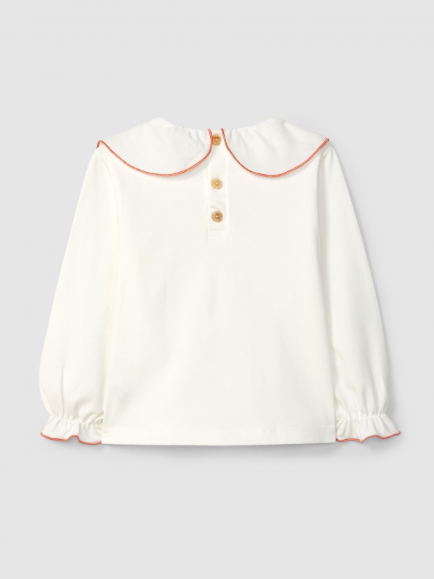 Cotton longsleeve with ruffled collar Cotton longsleeve with ruffled collar