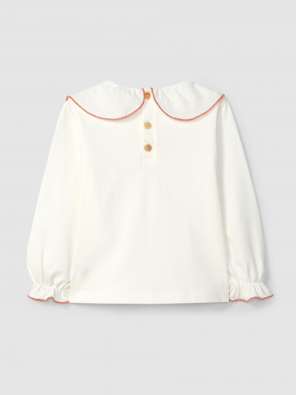 Cotton longsleeve with ruffled collar Cotton longsleeve with ruffled collar